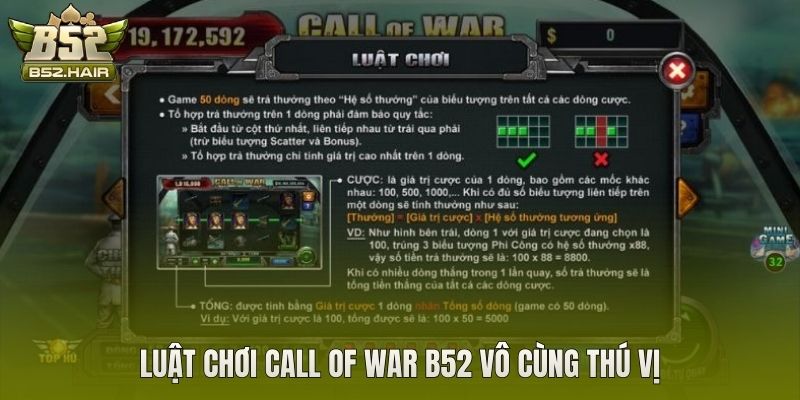 Luật chơi call of war B52 vô cùng thú vị